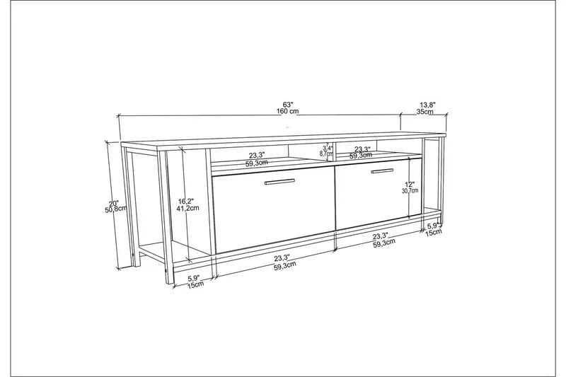 Rinorea TV-Bord 160x50,8 cm - Brun - Møbler - TV borde & mediemøbler - TV-borde