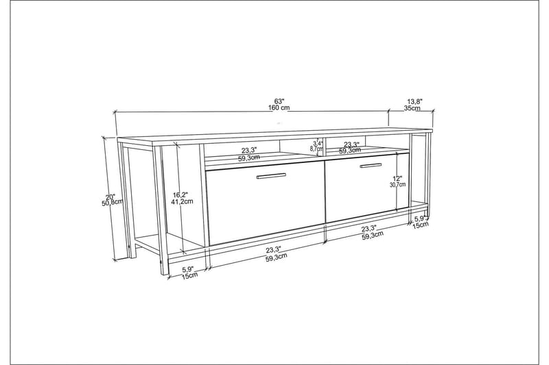 Rinorea TV-Bord 160x50,8 cm - Hvid - TV-borde