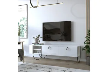 Riskalen Gulvstående TV-bænk 150 cm med Opbevaring i Malet Træ - Hvid - Møbler - TV borde & mediemøbler - TV-borde