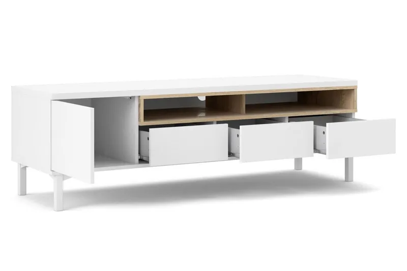 Roomers TV-Bord 155,7 cm - Hvid/Eg - Møbler - TV borde & mediemøbler - TV-borde