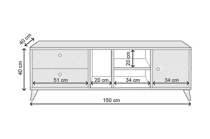 Ruelle TV-bord 150 cm - Natur - TV-borde