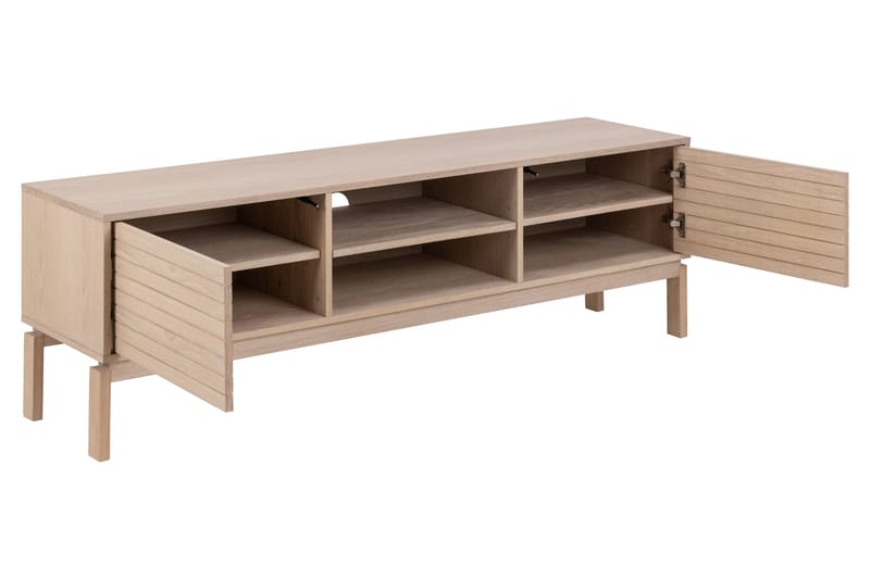 Sakie Gulvstående Tv-bænk 160 cm med Opbevaring i Lyst Træ - Lysebeige - Møbler - TV borde & mediemøbler - TV-borde