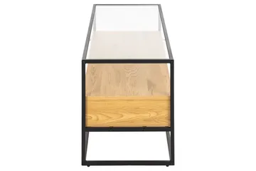 Sakila Gulvstående Tv-bænk 120 cm med Opbevaring i Metal med Træhylde - Sort - Møbler - TV borde & mediemøbler - TV-borde