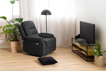 Sakila Gulvstående Tv-bænk 120 cm med Opbevaring i Metal med Træhylde - Sort - Møbler - TV borde & mediemøbler - TV-borde