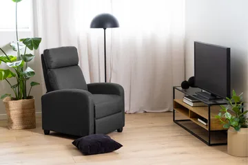 Sakila Gulvstående Tv-bænk 120 cm med Opbevaring i Metal med Træhylde - Sort - Møbler - TV borde & mediemøbler - TV-borde