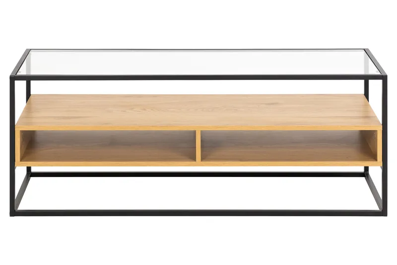 Sakila Gulvstående Tv-bænk 120 cm med Opbevaring i Metal med Træhylde - Sort - Møbler - TV borde & mediemøbler - TV-borde