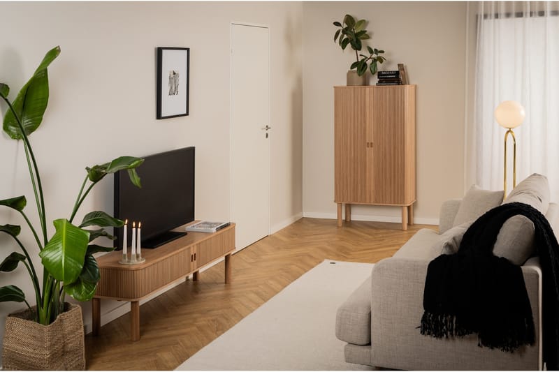 Samay Gulvstående Tv Bænk 140 cm med Opbevaring i Eg - Brun - Møbler - TV borde & mediemøbler - TV-borde