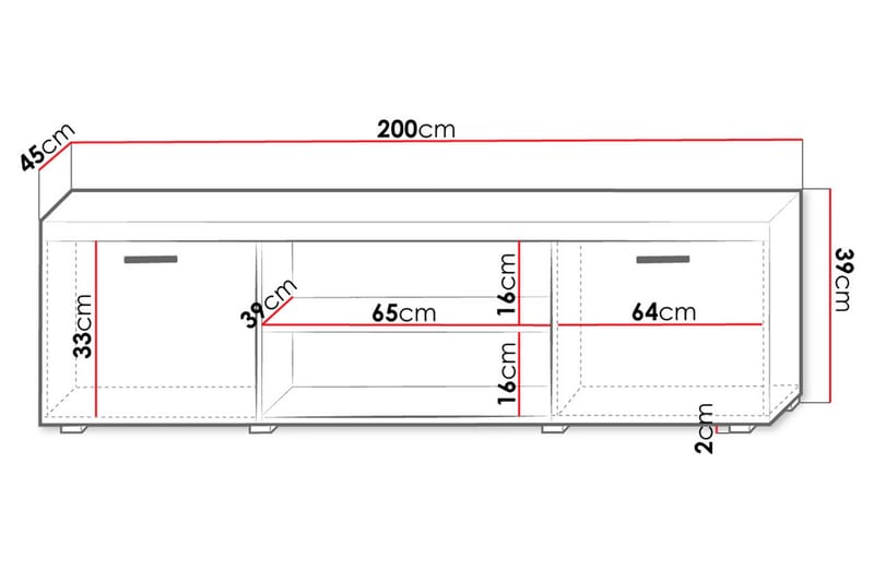 Samba tv-bord 200x45x39 cm - Møbler - TV borde & mediemøbler - TV-borde