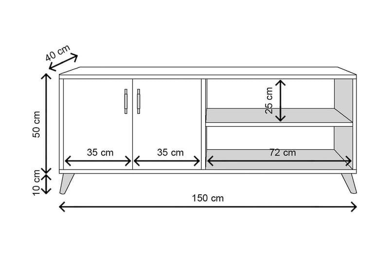 Sarisu TV-bord 150 cm - Natur/Hvid - Møbler - TV borde & mediemøbler - TV-borde