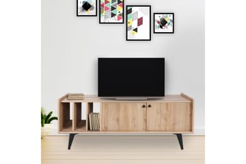 Schmida Gulvstående TV-bænk 150 cm med Opbevaring i Lyst Træ - Lysebrun - Møbler - TV borde & mediemøbler - TV-borde