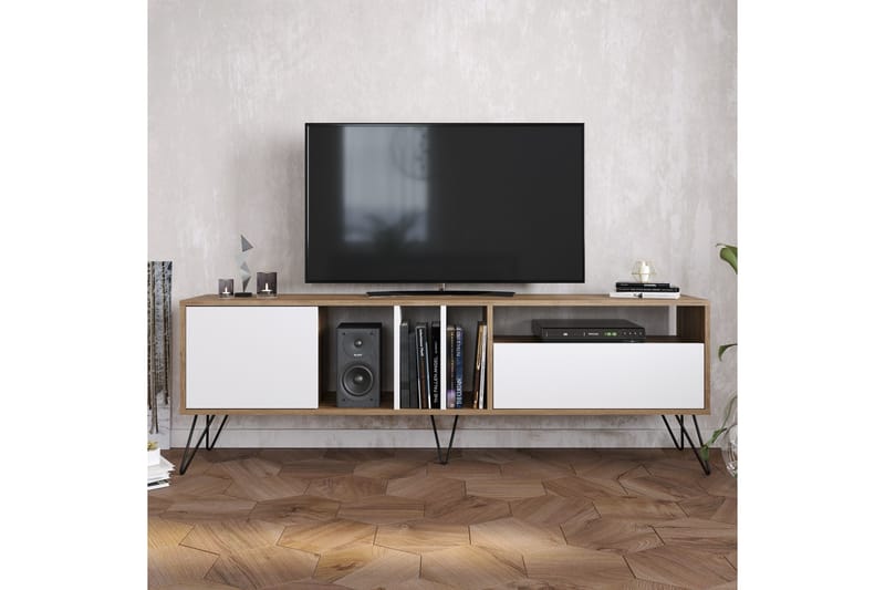 Schwefel TV-Bord 180 cm - Valnød|Sort|Hvid - Møbler - TV borde & mediemøbler - TV-borde