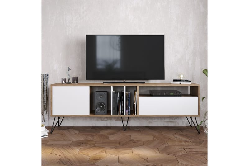 Schwefel TV-Bord 180 cm - Valnød|Sort|Hvid - TV-borde