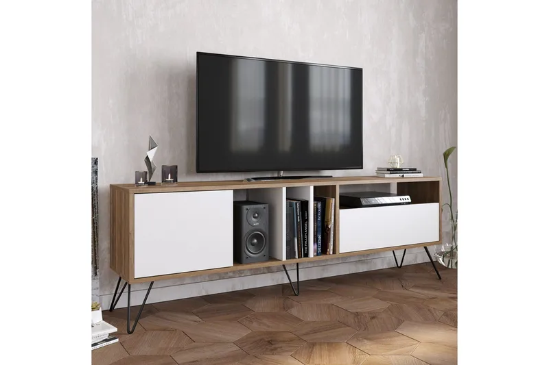 Schwefel TV-Bord 180 cm - Valnød|Sort|Hvid - Møbler - TV borde & mediemøbler - TV-borde