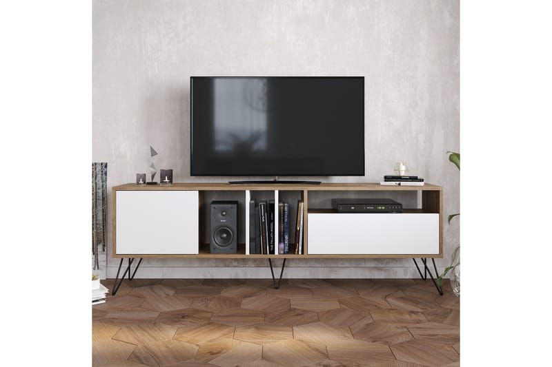 Schwefel TV-Bord 180 cm - Valnød|Sort|Hvid - Møbler - TV borde & mediemøbler - TV-borde