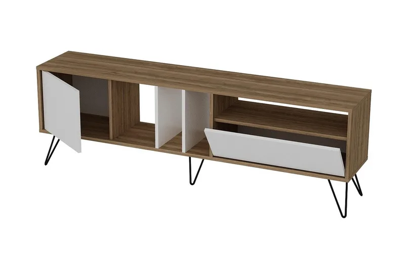 Schwefel TV-Bord 180 cm - Valnød|Sort|Hvid - Møbler - TV borde & mediemøbler - TV-borde