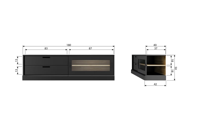 Seamas TV-bord 50x180 cm - Sort - Møbler - TV borde & mediemøbler - TV-borde