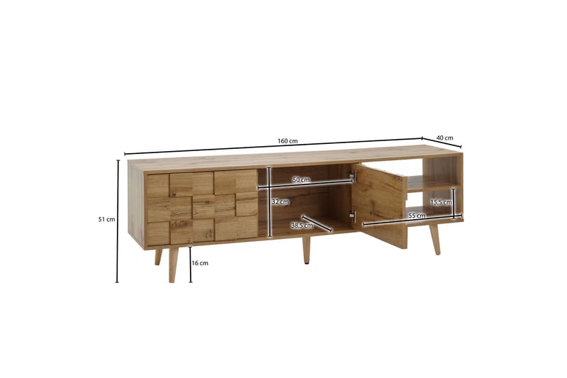 Seddik TV-Bord 51x160 cm Rektangulær - Brun - Møbler - TV borde & mediemøbler - TV-borde