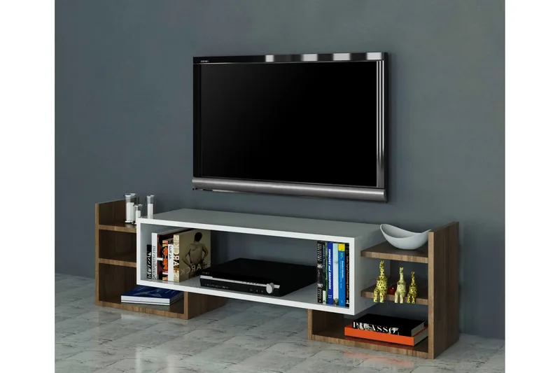 Semour TV-bænk 90 cm - Hvid/valnød - Møbler - TV borde & mediemøbler - TV-borde