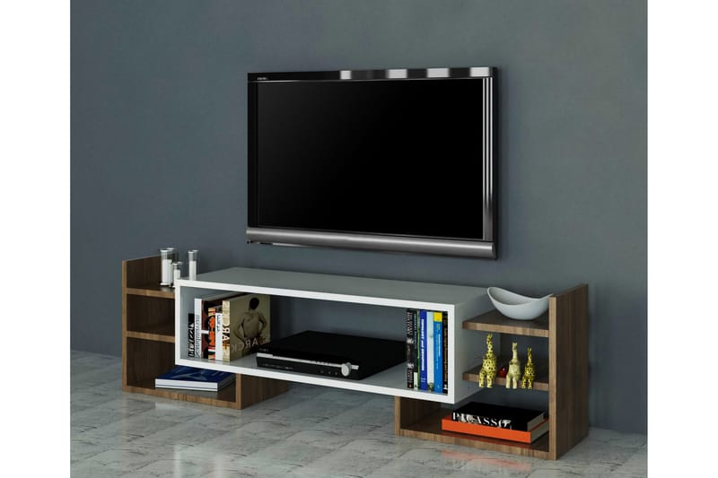 Semour TV-bænk 90 cm - Hvid/valnød - TV-borde