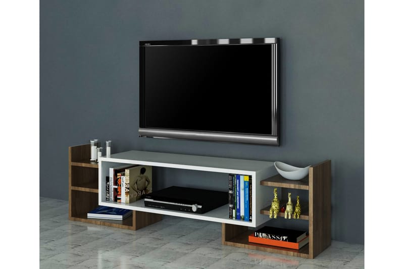 Semour TV-bænk 90 cm - Hvid/valnød - Møbler - TV borde & mediemøbler - TV-borde