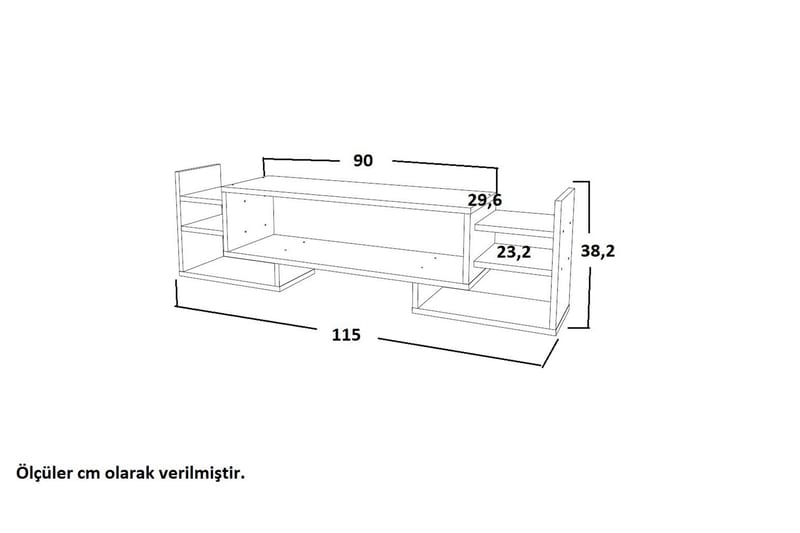 Semour TV-bænk 90 cm - Hvid/valnød - TV-borde