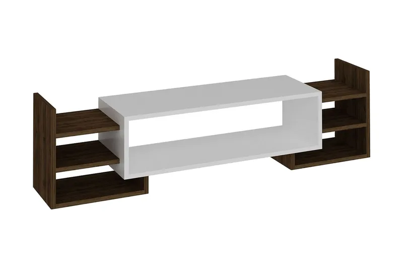 Semour TV-bænk 90 cm, Hvid/valnød