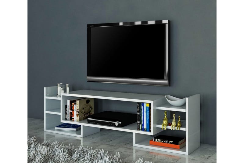 Semoure Gulvstående TV-bænk 90 cm med Opbevaring i Malet Træ - Hvid - Møbler - TV borde & mediemøbler - TV-borde