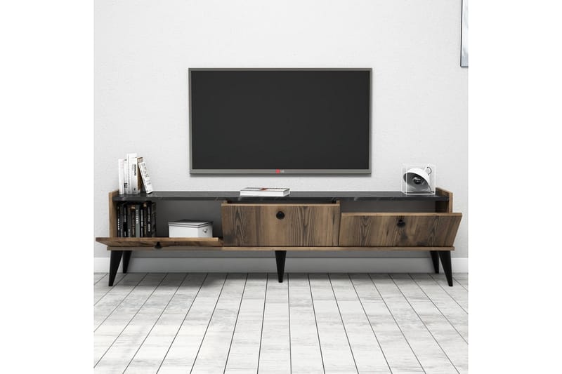 Sharod TV-Bænk 180 cm - Valnød/Marmor - TV-borde