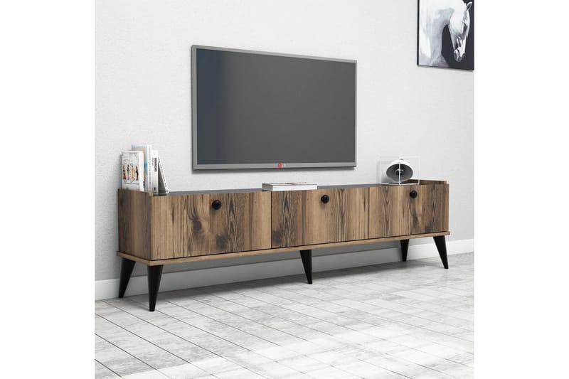 Sharod TV-Bænk 180 cm - Valnød/Marmor - TV-borde
