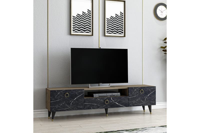 Shavetta TV-Bord 150 cm - Valnød|Sort - TV-borde
