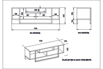 Sholly TV-Bord 119 cm - Hvid|Sort|Eg - Møbler - TV borde & mediemøbler - TV-borde