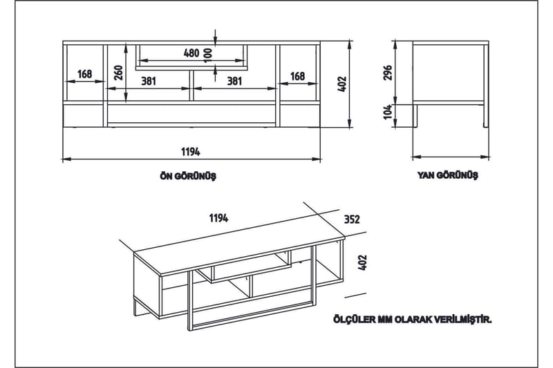 Sholly TV-Bord 119 cm - Valnød|Sort - Møbler - TV borde & mediemøbler - TV-borde
