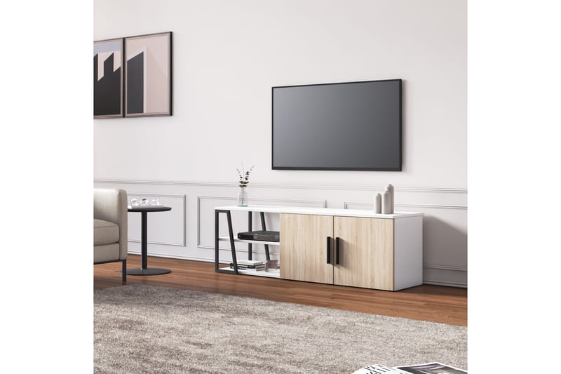 Sidibel TV-Bord 150 cm - Oak/Hvid - TV-borde
