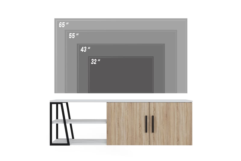 Sidibel TV-Bord 150 cm - Oak/Hvid - TV-borde