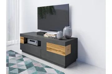 Silke Gulvstående TV-bænk 160 cm med Opbevaring i Eg - Antracit - Møbler - TV borde & mediemøbler - TV-borde