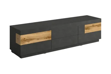 Silke Modern Gulvstående TV-bord 206 cm med Opbevaring i Eg - Antracit - Møbler - TV borde & mediemøbler - TV-borde