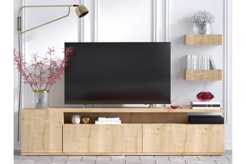 Sinox Gulvstående TV-bænk 180 cm med Opbevaring i Malet Træ - Lysebrun - Møbler - TV borde & mediemøbler - TV-borde