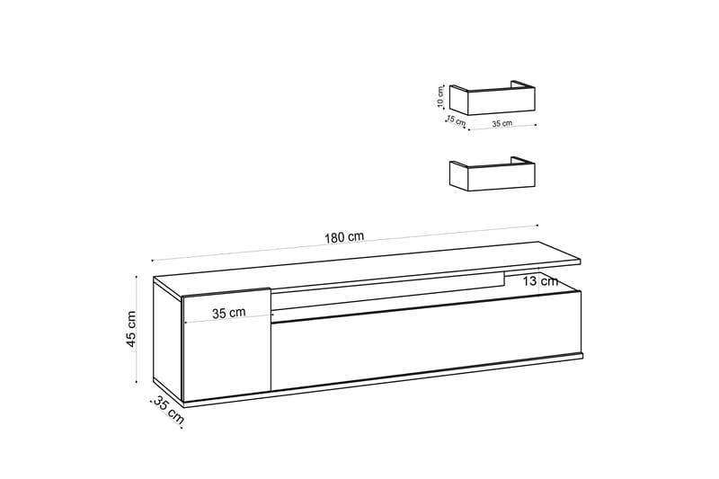 Sinox TV-bord 180 cm - Natur/Hvid - TV-borde