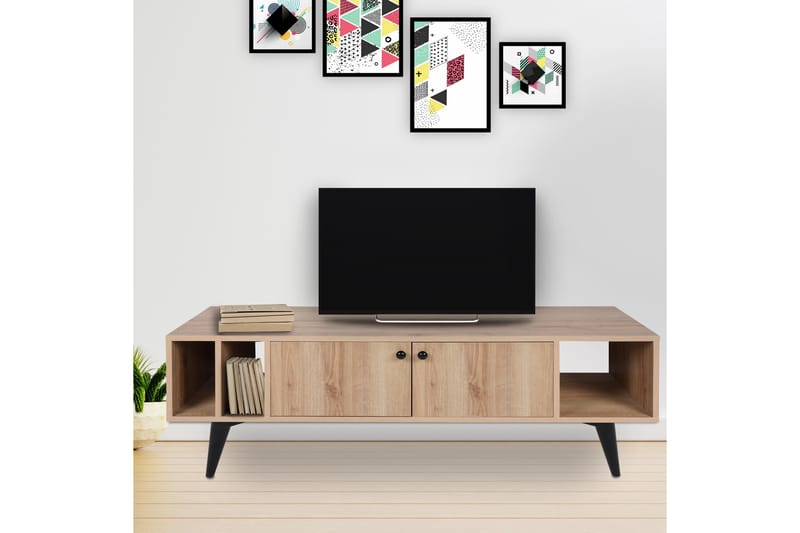 Sisli TV-Bord 150 cm - Natur / sort - TV-borde