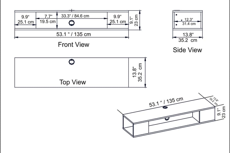 Skuteryd TV-Bord 135 cm - Hvid - TV-borde