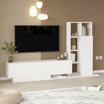 TV-bord Skye Decor Eska (201,2 x 123,6 x 29,5 cm) hvid - Hvid - Møbler - TV borde & mediemøbler - TV-borde