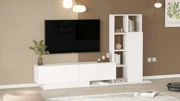 TV-bord Skye Decor Eska (201,2 x 123,6 x 29,5 cm) hvid - Hvid - Møbler - TV borde & mediemøbler - TV-borde