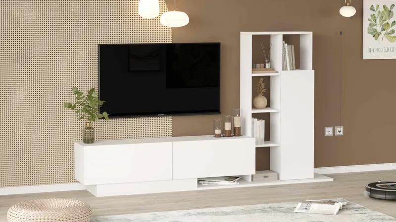 TV-bord Skye Decor Eska (201,2 x 123,6 x 29,5 cm) hvid - Hvid - Møbler - TV borde & mediemøbler - TV-skab