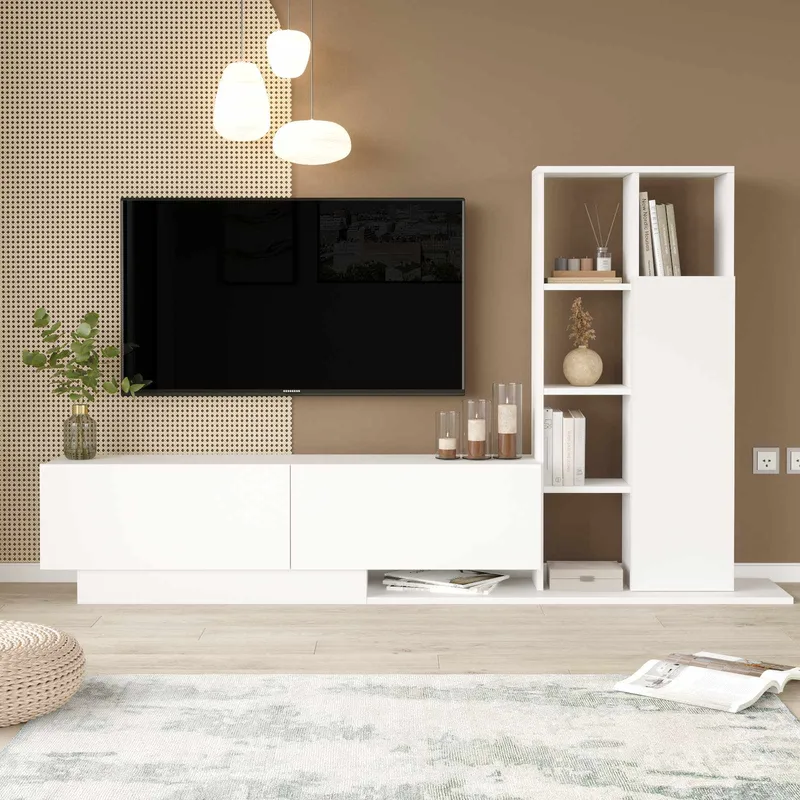 TV-bord Skye Decor Eska (201,2 x 123,6 x 29,5 cm) hvid - Hvid - Møbler - TV borde & mediemøbler - TV-skab