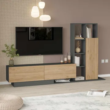 TV-bord Skye Decor Eska (201,2 x 123,6 x 29,5 cm) Natur antracit - Natur/Antracit - Møbler - TV borde & mediemøbler - TV-skab