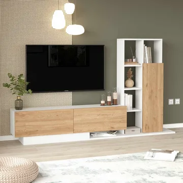 TV-bord Skye Decor Eska (201,2 x 123,6 x 29,5 cm) Naturhvid - Natur og hvid - Møbler - TV borde & mediemøbler - TV-borde