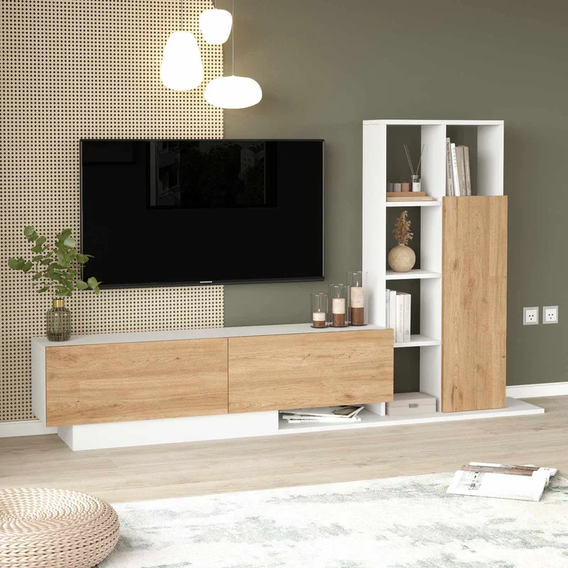 TV-bord Skye Decor Eska (201,2 x 123,6 x 29,5 cm) Naturhvid - Natur og hvid - Møbler - TV borde & mediemøbler - TV-skab