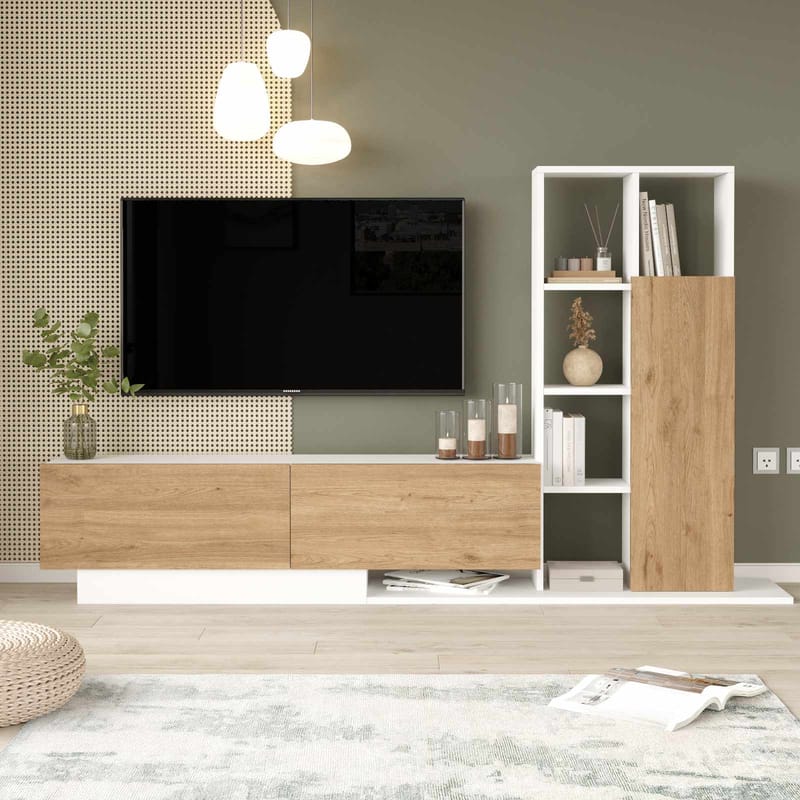 TV-bord Skye Decor Eska (201,2 x 123,6 x 29,5 cm) Naturhvid - Natur og hvid - Møbler - TV borde & mediemøbler - TV-skab