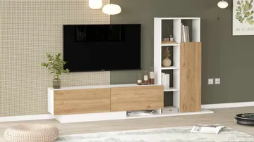 TV-bord Skye Decor Eska (201,2 x 123,6 x 29,5 cm) Naturhvid - Natur og hvid - Møbler - TV borde & mediemøbler - TV-borde