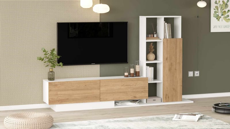 TV-bord Skye Decor Eska (201,2 x 123,6 x 29,5 cm) Naturhvid - Natur og hvid - Møbler - TV borde & mediemøbler - TV-skab